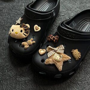 Cute Tanned Hello Kitty Crocs Shoe Charms Y2K Fun Accessories 8PCS